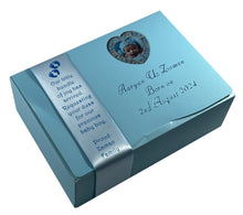 Load image into Gallery viewer, AB2P - Marble Design Mithai Boxes Personalized Suitable for 1/2kg of sweets for Baby Birth with Photo