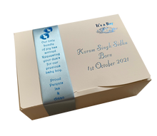 Load image into Gallery viewer, AB1 - Mithai Boxes Personalized Suitable for 1/2kg of sweets Baby Birth design