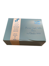 Load image into Gallery viewer, AB1 - Mithai Boxes Personalized Suitable for 1/2kg of sweets Baby Birth design