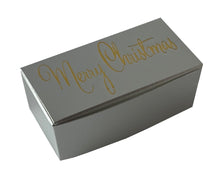 Load image into Gallery viewer, Merry Christmas Top opening tapered Truffle boxes for 2 chocolate truffles (Packs of 10)