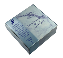 Load image into Gallery viewer, AC2 - Marble Design Mithai Boxes Personalized Suitable for 1/4kg of sweets for Baby Birth
