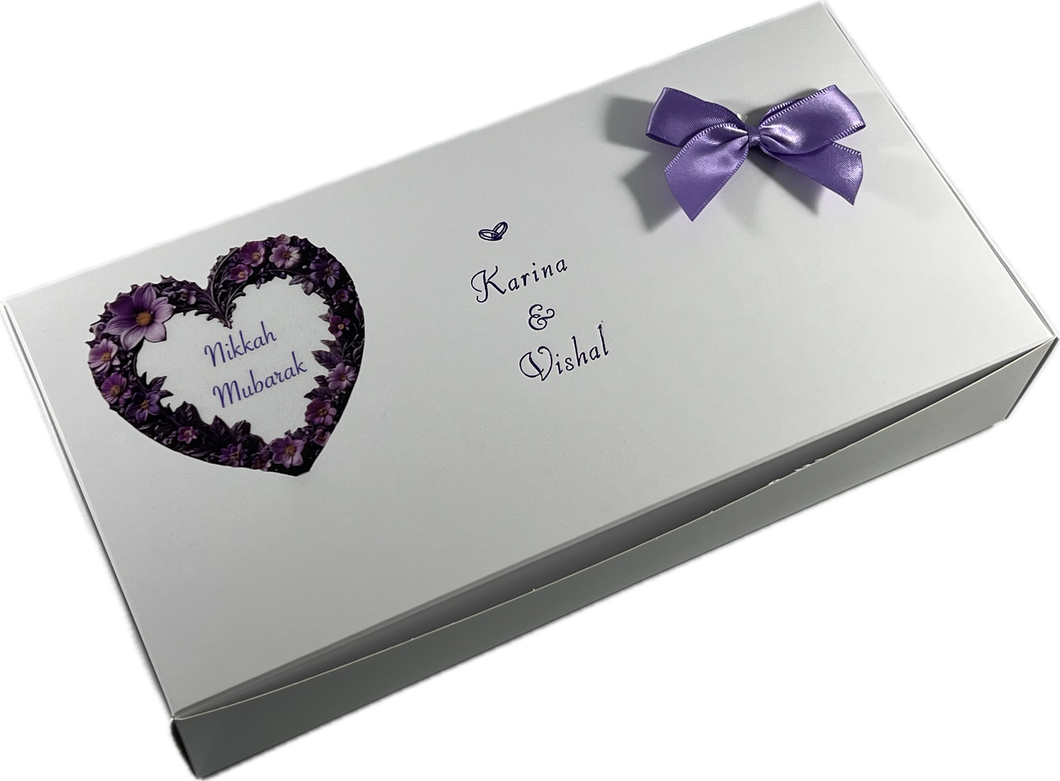 AA8 - White Mithai Boxes Personalized Suitable for 1kg of sweets Nikkah Mubarak