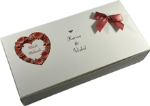 Load image into Gallery viewer, AA8 - White Mithai Boxes Personalized Suitable for 1kg of sweets Nikkah Mubarak
