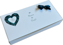 Load image into Gallery viewer, AA8 - White Mithai Boxes Personalized Suitable for 1kg of sweets Nikkah Mubarak
