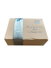 Load image into Gallery viewer, AB1 - Mithai Boxes Personalized Suitable for 1/2kg of sweets Baby Birth design
