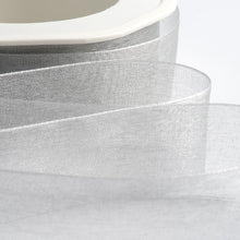 Load image into Gallery viewer, Woven edge Organza Ribbon 25 metre rolls
