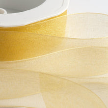 Load image into Gallery viewer, Woven edge Organza Ribbon 25 metre rolls
