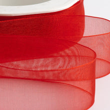 Load image into Gallery viewer, Woven edge Organza Ribbon 25 metre rolls
