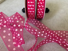 Load image into Gallery viewer, Dotty Woven edge Organza Ribbon 23mm wide x 25 metre rolls
