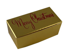 Load image into Gallery viewer, Merry Christmas Top opening tapered Truffle boxes for 2 chocolate truffles (Packs of 10)
