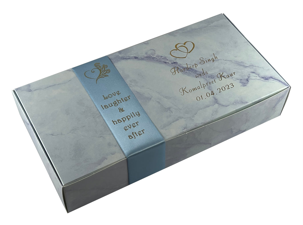 AA6 - Marble Design Mithai Boxes Personalized Suitable for 3/4 to 1kg of sweets Wedding design