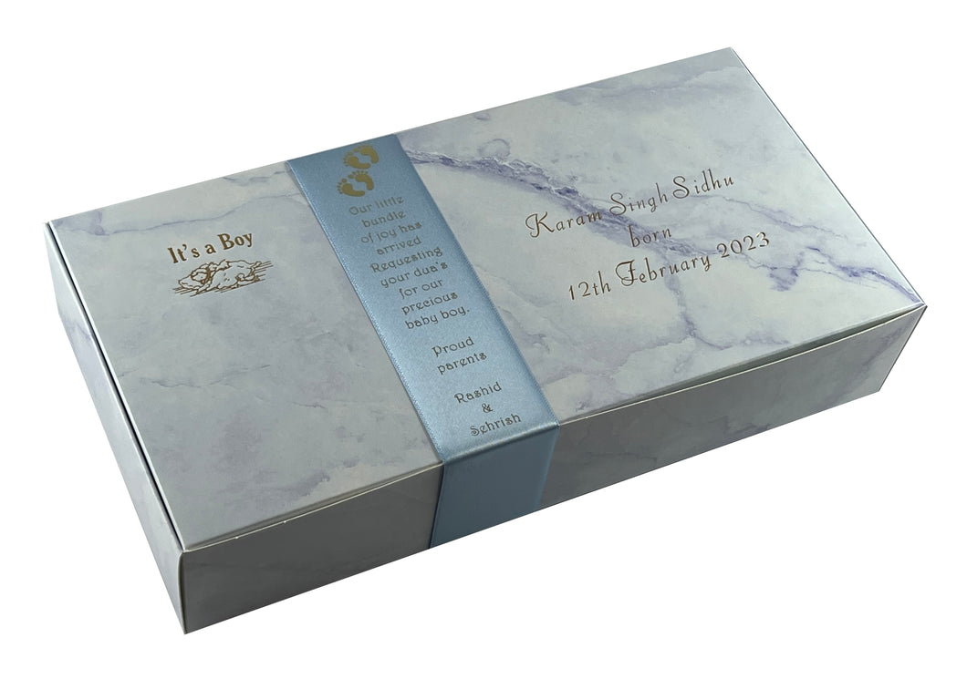 AA2 - Marble Design Mithai Boxes Personalized Suitable for 3/4 to 1kg of sweets for Baby Birth